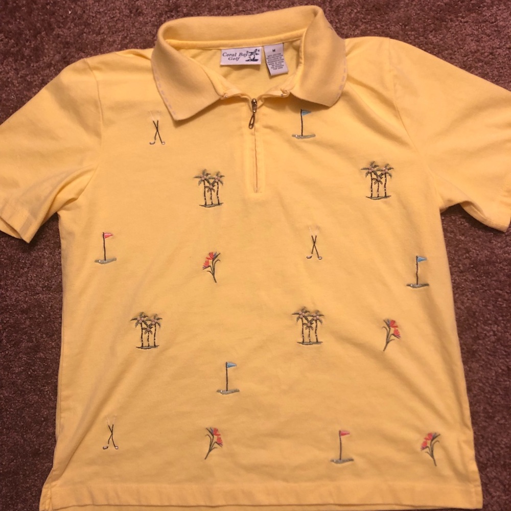 Coral Golf Bay Bright Yellow Embroidered Polo